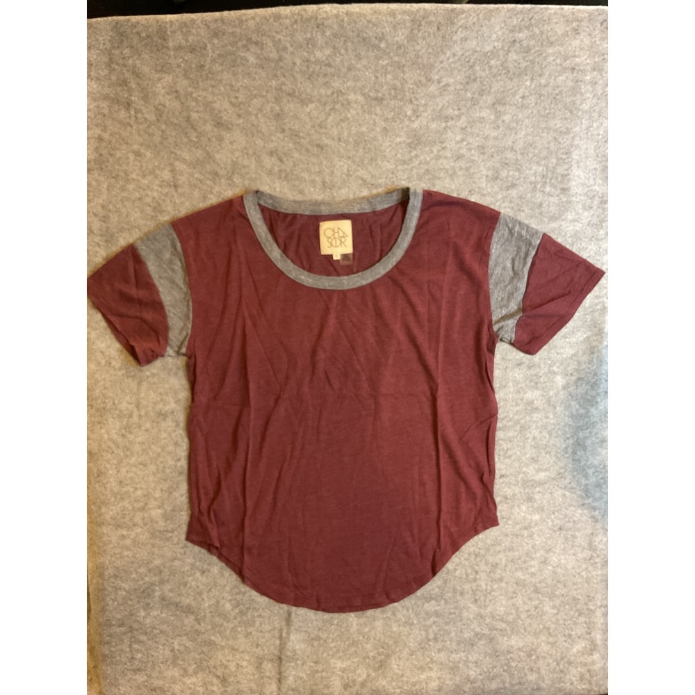Chaser Womens Dark Ruby Streaky Grey Baseball Tee Shirt CW7915-DRBSG NWT M